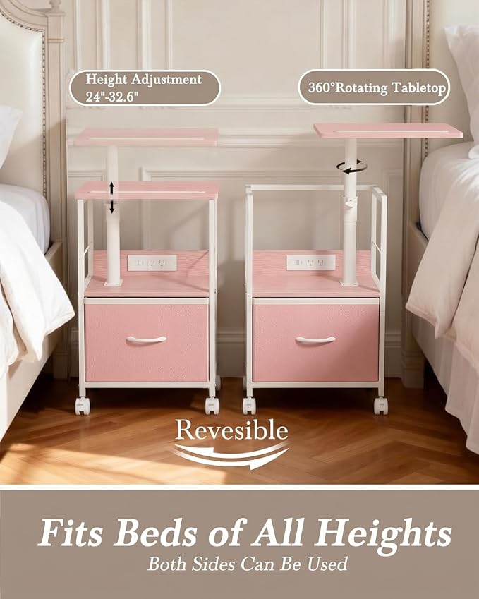 Faesun Swivel Lift Top Nightstand - Image 4