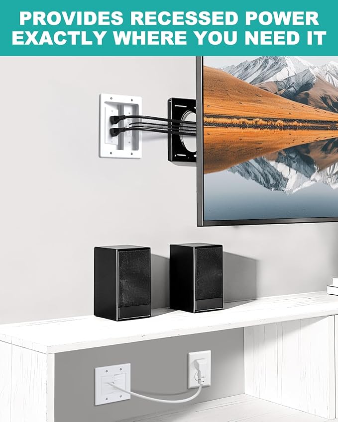 HAPYTHDA in Wall Cable Management Kit,TV Cord Hider for Wall Mounted TV with Two Triple Outlet and 10ft Cord,20A TV Wire Hider for Wall Easy Achieve Safe Cable Management