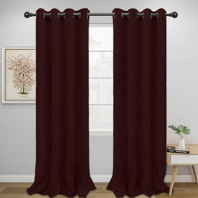 Easy-Going Thermal Grommet Blackout Curtains, 2 Panels 52x108 in, Wine | by Easy-Going