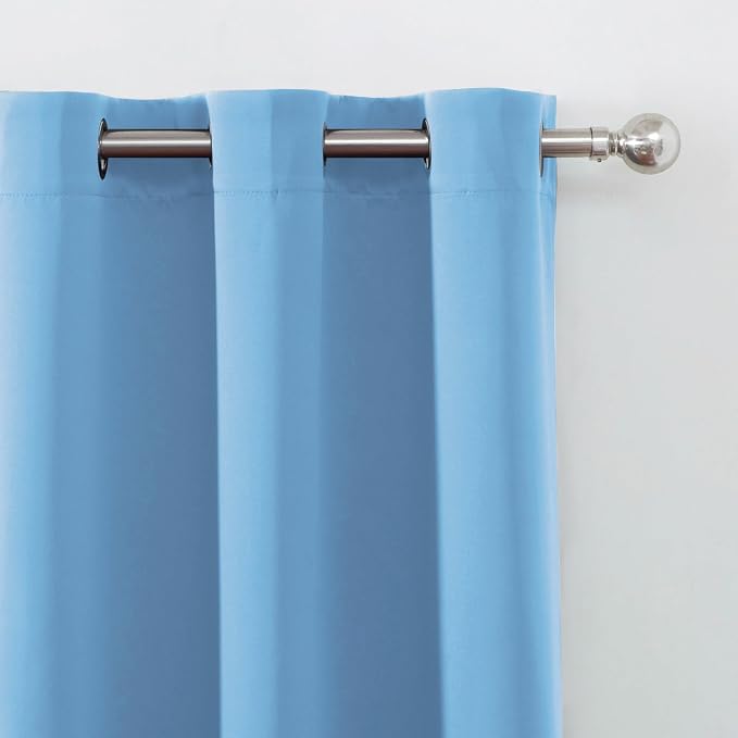 Sky Blue Blackout Curtains/42 x 63 Inch Length Kids Curtains/Set of 2 Panels - Image 7