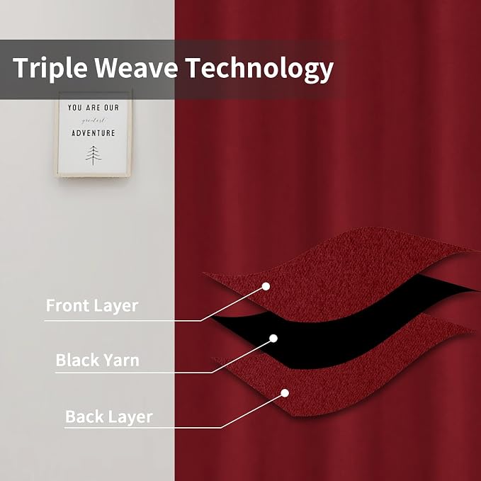 Easy-Going Thermal Grommet Blackout Curtains, 2 Panels 42x45 in | Christmas Red - Image 3