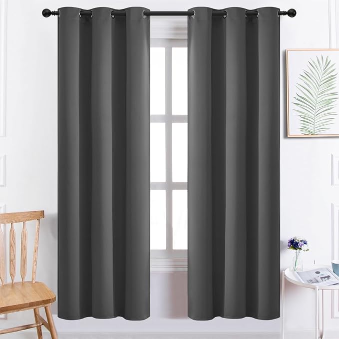 Yakamok Blackout Curtains 38x72 inch Charcoal Grey Thermal Drapes-Bedroom | 2 by Yakamok