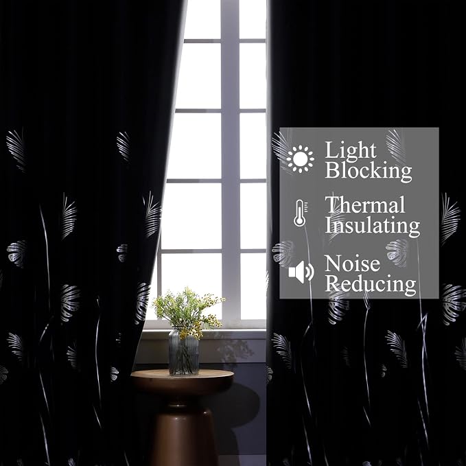 Palm Tree Blackout Curtains Thermal Insulated Silver Print Light Blocking - Image 6