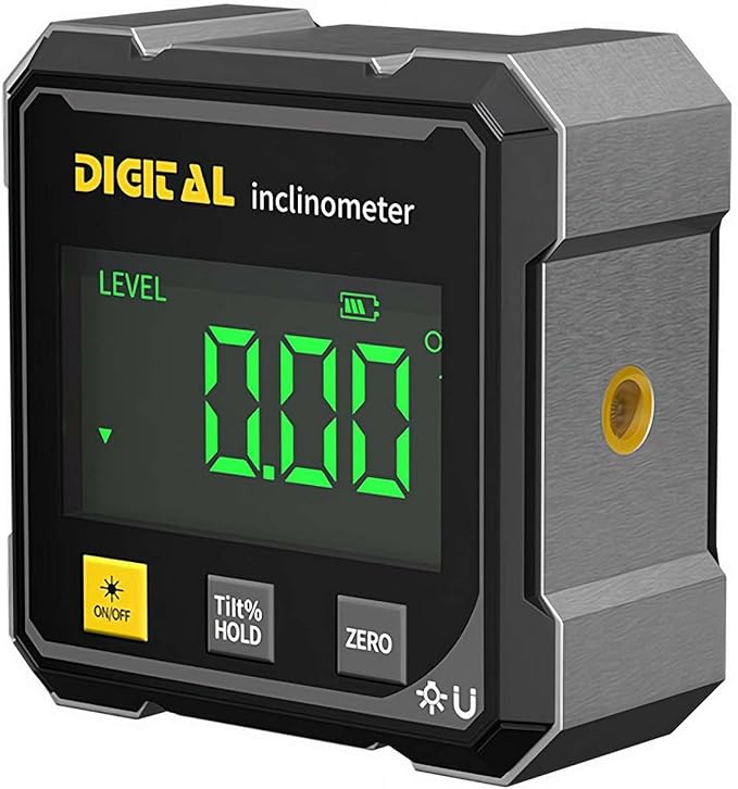 SSKFHGI Digital Angle Finder with Electronic Laser, 4-Side Magnetic Angle Gauge, Cube Inclinometer, Table Saw Miter Protractor, Woodworking Measuring Tool, Level Box for Hanging