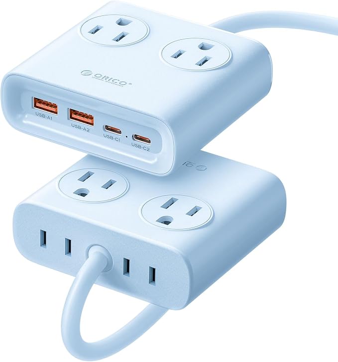 ORICO 25W GaN Power Strip with USB Ports, 8-in-1 Charging Station | with 4 AC by ORICO