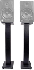 Rockville Pair RHT28 28 Inch Bookshelf Speaker Stands, 60 lbs Capacity, Surround Sound Home Theater, Premium Wood, Dual Top Plates, Sand-Fillable, for Audiophiles and Studio Monitors