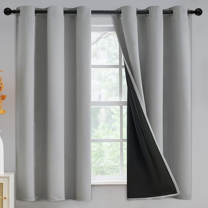 Yakamok Light Grey Blackout Curtains 63 inches Long by Yakamok