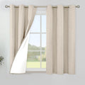 YoungsTex 45 Inch Length Oatmeal Linen Blackout Curtains, Short Thermal by YoungsTex