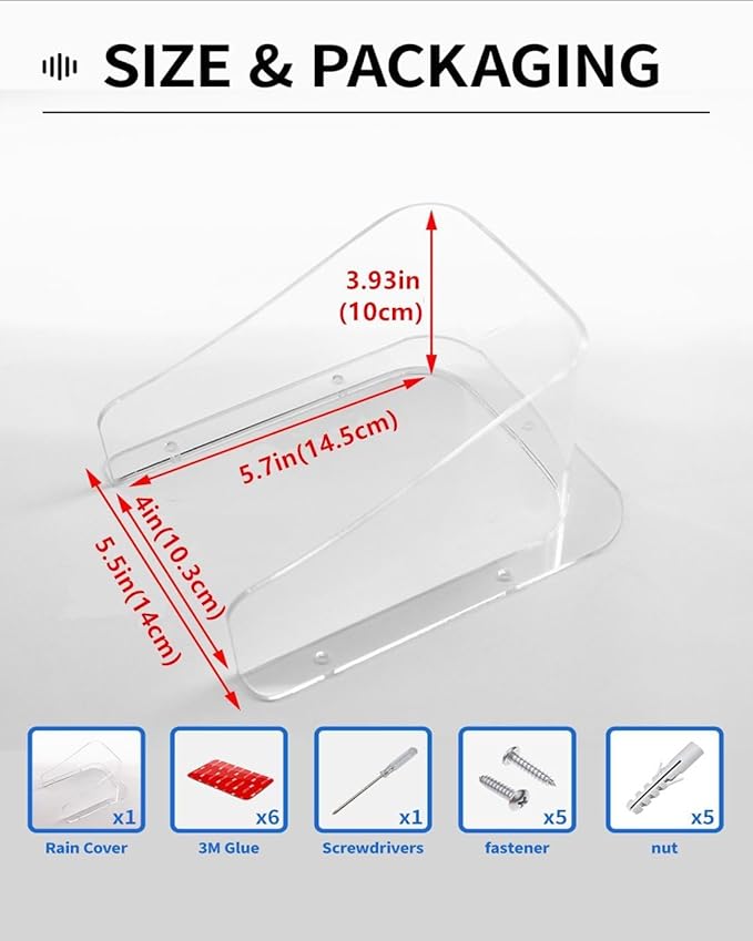 Doorbell Rain Cover Weatherproof Compatible for Ring/Blink/Google Nest Video Doorbell, Large Acrylic Doorbell Cover Protector for Outside Camera Doorbell/Door Keypad/Attendance Machine