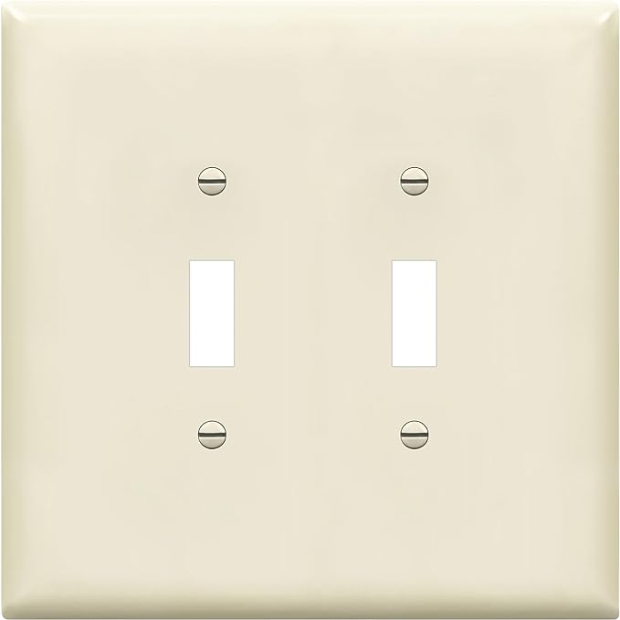 ENERLITES Jumbo Double Toggle Switch Cover, Two Gang Light Switch Wall Plate, Gloss Finish, Oversized 2-Gang 5.5" x 5.5", Unbreakable Polycarbonate Thermoplastic, UL Listed, 8812O-LA, Light Almond