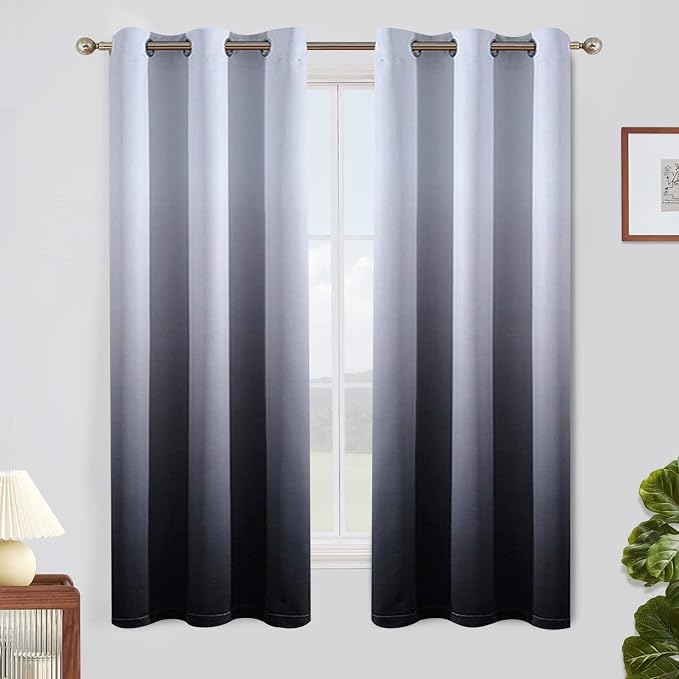SimpleHome Ombre Gradient Black White to Gray Curtains by SimpleHome