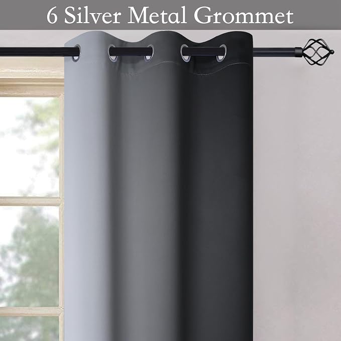SimpleHome Ombre Black to Grey White Curtains - Image 5