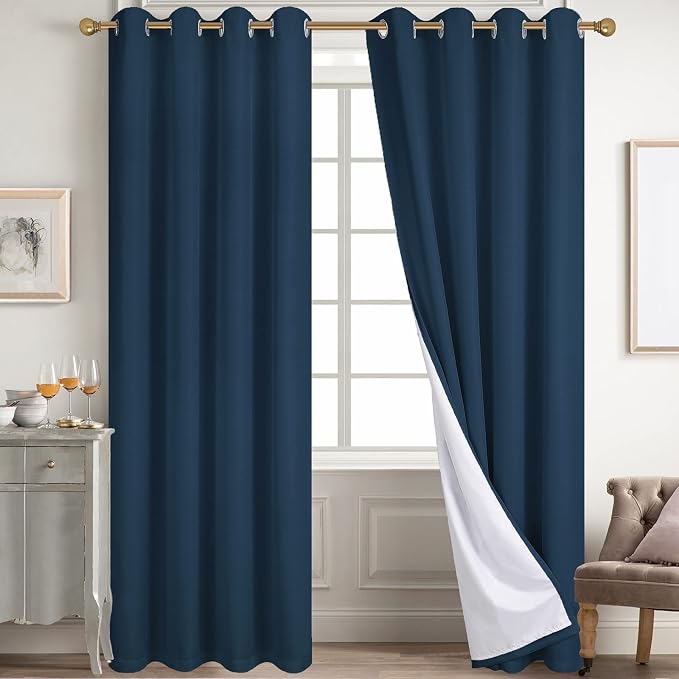 Diraysid 100% Blackout Curtains Navy Blue Linen Curtains by Diraysid%2C+refresh+your+life