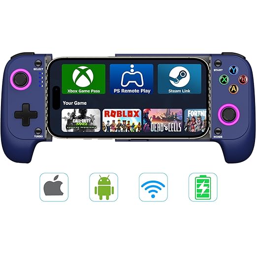 【Anti - Drift & Fast - Connect】 Wireless Game Controller for iPhone/Android | Hall Effect Joysticks Phone Controller | Ideal for Cloud Gaming, PUBG, Roblox, Call of Duty Mobile Gamers, Christmas Presents, Blue