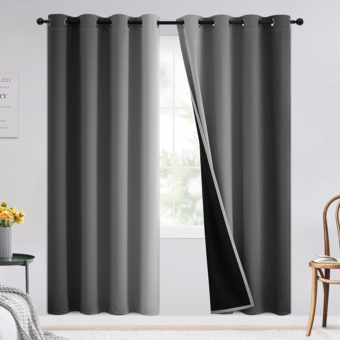 SimpleHome 100% Blackout Ombre Bedroom Curtains Grey and Greyish White by SimpleHome
