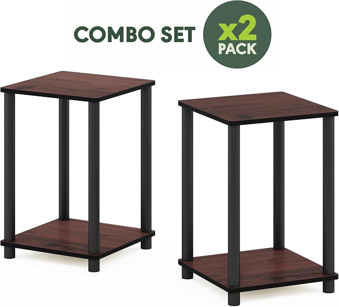 Furinno Turn-N-Tube Toolless Assembly Side Table Set of 2, Stackable 2-Tier - Image 6