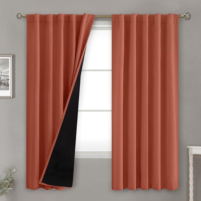 BGment Terracotta 100% Blackout Curtains 72 Inches Long, Thermal Insulated by BGment