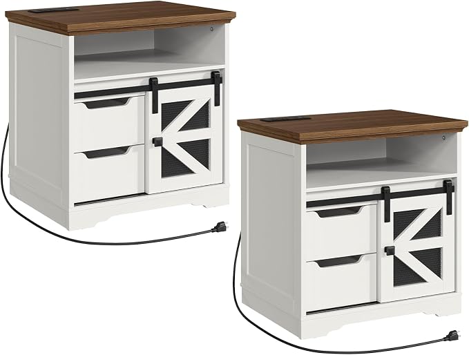 Farmhouse End Table Set of 2, Sofa Side Table by RALGEND