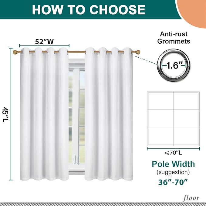 Diraysid 100% Blackout Curtains White Linen Curtains - Image 5