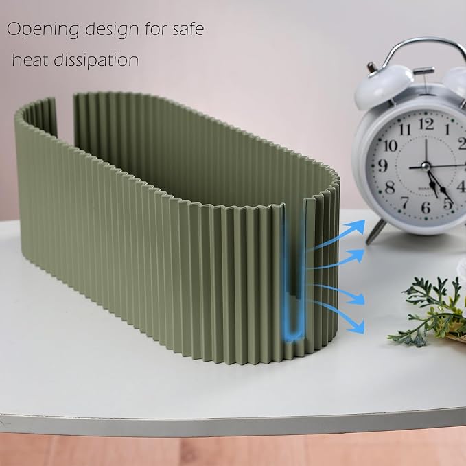 RAMFIYN Cable Management Box Large Cable Organizer Box for Power Strips, Surge Protectors, Chargers, Adapters, TV Computer Wires Cable Hider Organizer Box with Cable Ties，Wire Ties - Green