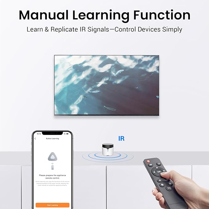 BroadLink RM5plus Smart Infrared Remote, All-in-One Universal Control Hub with Wi-Fi & IR, Voice Control via Alexa & Google Home for TV/AC, Remote Control, Timers & Scenes