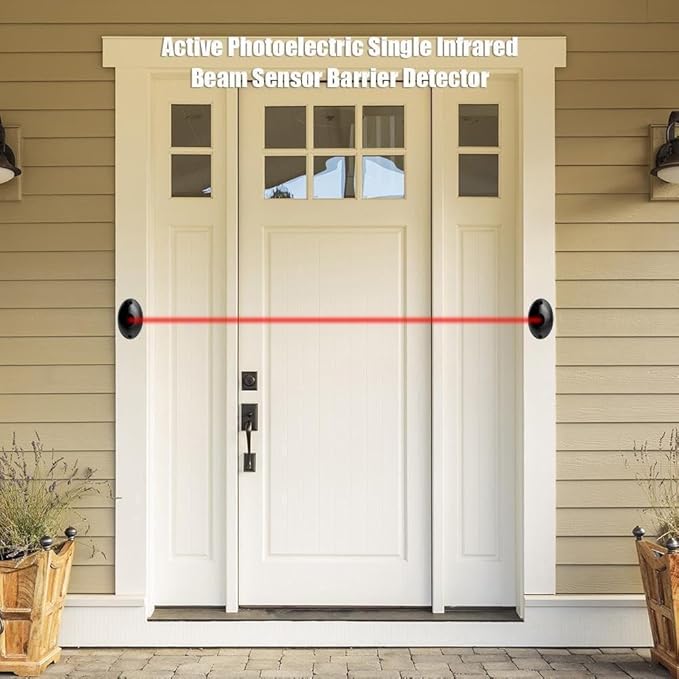 Infrared Safety Sensor for Automated Gate - Single Beam Photoelectric Detector Pair, 12-24V Outdoor Security Sensor with Infrared Detection, Compatible with Gate Safety Beam Systems