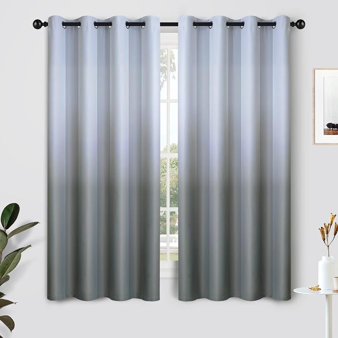 SimpleHome Ombre Gradient Grey White to Gray Curtains by SimpleHome