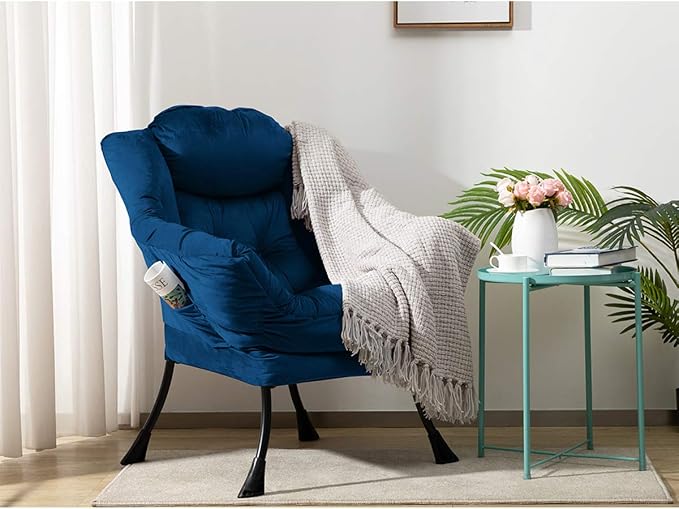 HollyHOME Lazy Chair with Armrest and Side Pocket, Comfy Accent Lounge Chair - Image 2