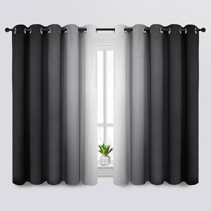 SimpleHome Ombre Black to Grey White Curtains by SimpleHome