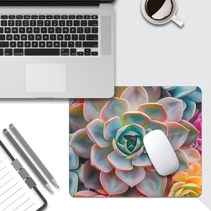 Succulent Square Mouse pad, Texture, Waterproof, Anti Slip Rubber Base, Computer Mouse pad, Laptop Mouse pad