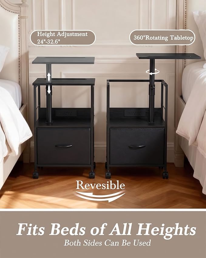 Faesun Swivel Lift Top Nightstand - Image 3