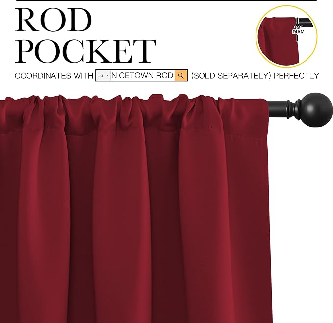 NICETOWN Christmas Patio Door Blackout Curtains, Noise Reducing Curtains and - Image 3