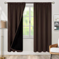 BGment Thermal Insulated 100% Blackout Curtains for Bedroom with Black Liner, Double Layer Full Room Darkening Noise Reducing Rod Pocket Curtain (42 x 84 Inch, Brown, 2 Panels)