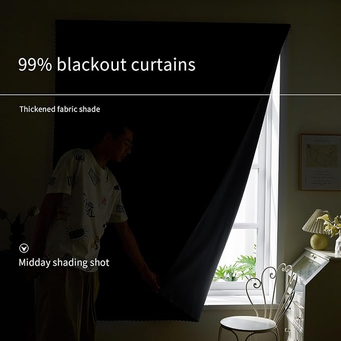 AJAZZ 100% Blackout Shades Window Cover Self Adhesive Curtains Sticky Curtain - Image 4