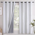 YoungsTex Greyish White Linen Blackout Curtains 63 Inch Length by YoungsTex