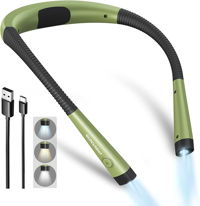 Glocusent Reading Light LED Neck Light, 80-hr Rechargeable Book Light | by GLOCUSENT