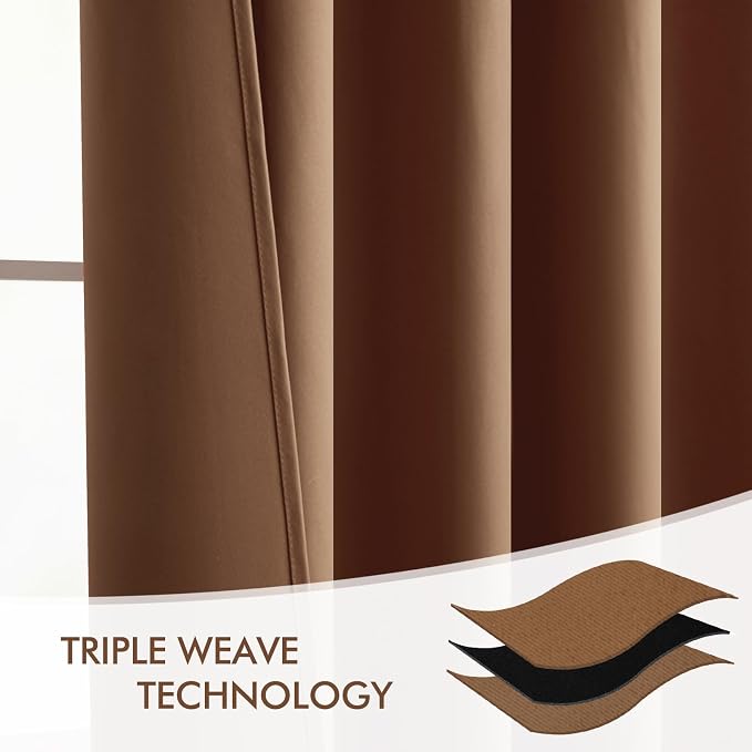 MIULEE Cappuccino Brown Back Tab Blackout Curtains 52"x90" Long 2 Panel Set | - Image 7