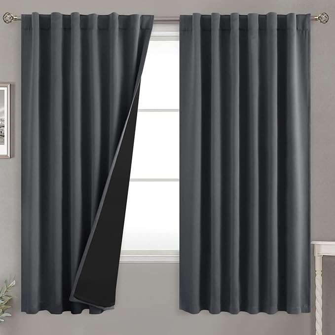BGment 100% Room Darkening Thermal Insulated Blackout Curtains 63 Inches Long by BGment