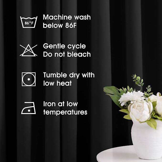 HOMEIDEAS Black Blackout Curtains 42 X 63 Inch 2 Panels Room Darkening Bedroom - Image 6