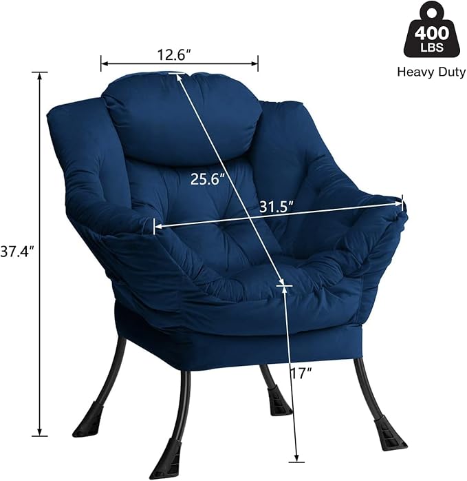HollyHOME Lazy Chair with Armrest and Side Pocket, Comfy Accent Lounge Chair - Image 3