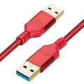 ROFICORD USB 3.0 Male to Male Cable, USB A to USB A High Speed Data Cord Compatible with Hard Disk Drive/Laptop Cooler/Set-top Box/DVD Player/TV/Camera and More (5 FT, Red)