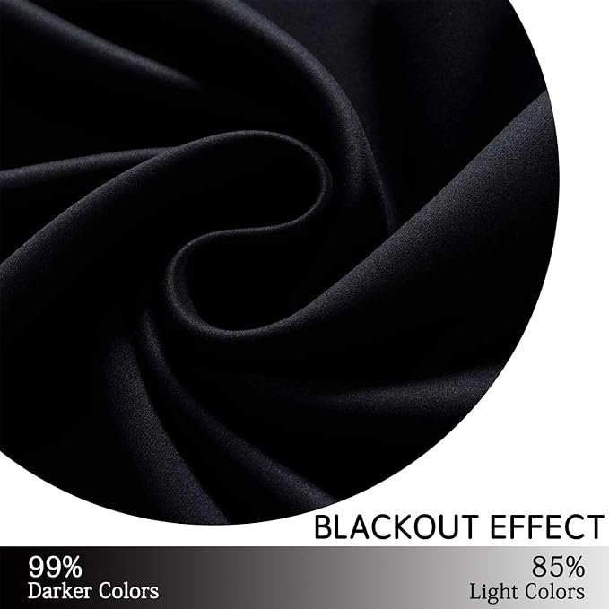 Yakamok Blackout Curtains 38x45 inch Black Thermal Drapes-Bedroom | 2 panels - Image 6