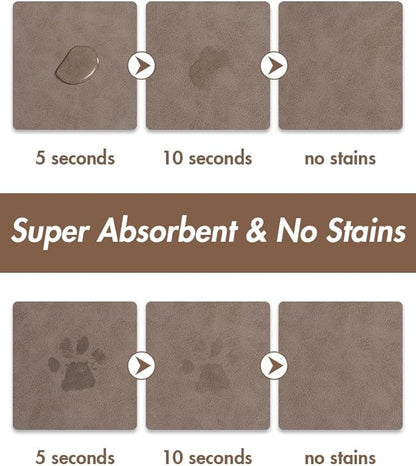 Absorbent Dog Food Mat-Dog Cat Mat for Food and Water Bowl, Quick Dry Pet Food Mat, No Stains Pet Feeding Pad, Cat Accessories Pet Supplies-Water Bowl Mat for Messy Drinkers