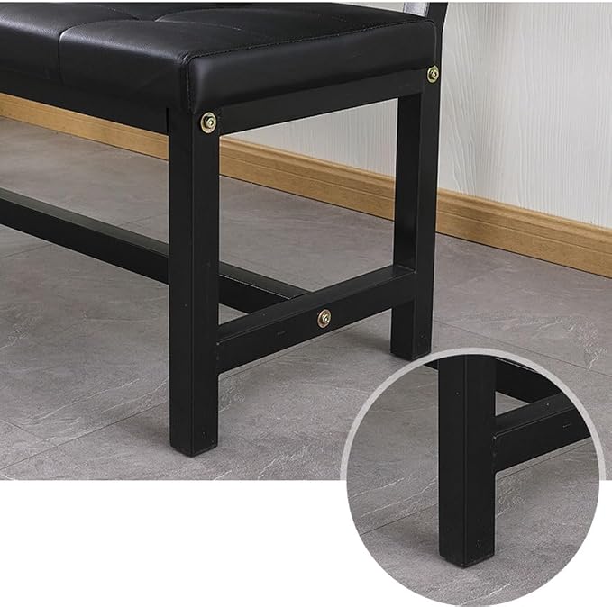 Bench for Bedroom End of Bed Bedside Stool upholstered Sofa backrest Leather - Image 4