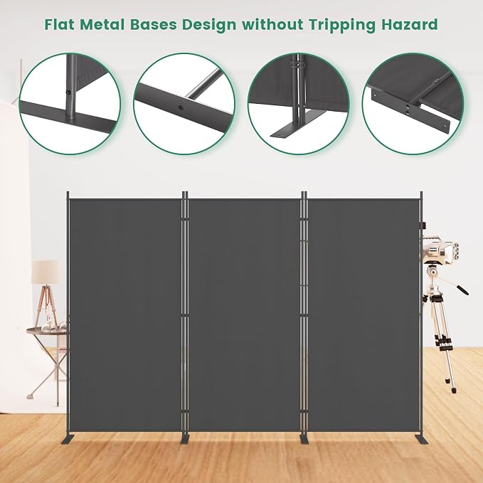 Helios&Hestia 3-Panel 6 ft Tall Indoor Folding Room Divider, Portable Privacy - Image 4