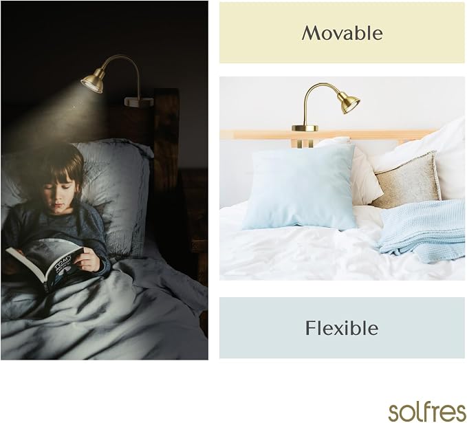 Patented Innovative Design Headboard Reading Light. No Drilling Golden Book - Image 2