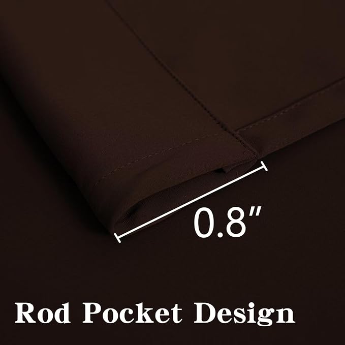 IGEMAEVE Blackout Curtains for Bedroom Rod Pocket Chocolate 52" W x 108" L | - Image 3