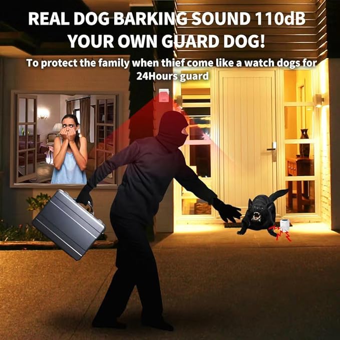 Dog Barking Alarm Motion Detector Outdoor Pir Human Body Motion Sensor Alarm Electronic Deterrent Motion Activated Home Security (2 Detectors+ 1 Receiver)