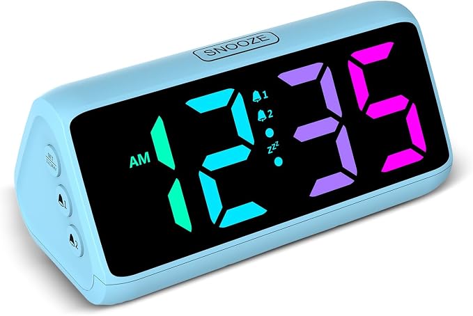 Loud Alarm Clock for Heavy Sleepers, RGB Alarm Clocks for Bedrooms Seniors Kids by Netzu