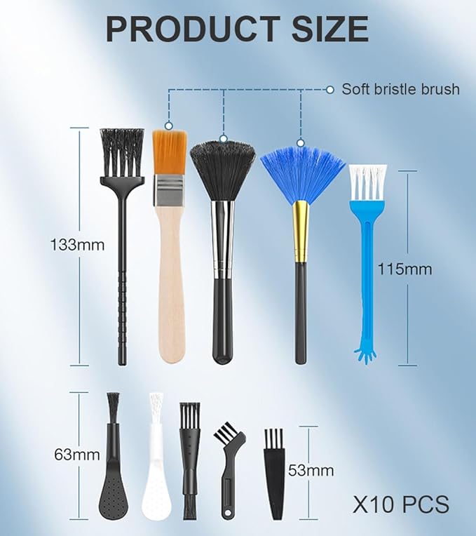Jstincal Keyboard Cleaner kit, Small Nylon Anti Static Cleaning Tool Computer Keyboard Laptop Cleaning Kit for Electronic Devices Such As Computer Motherboard Fans Dust Removal Tool (10 Pcs)